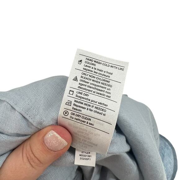 VINCE Short Sleeve Slim Fit Linen Sport Shirt In‎ Feather Blue Size XL - Picture 11 of 11